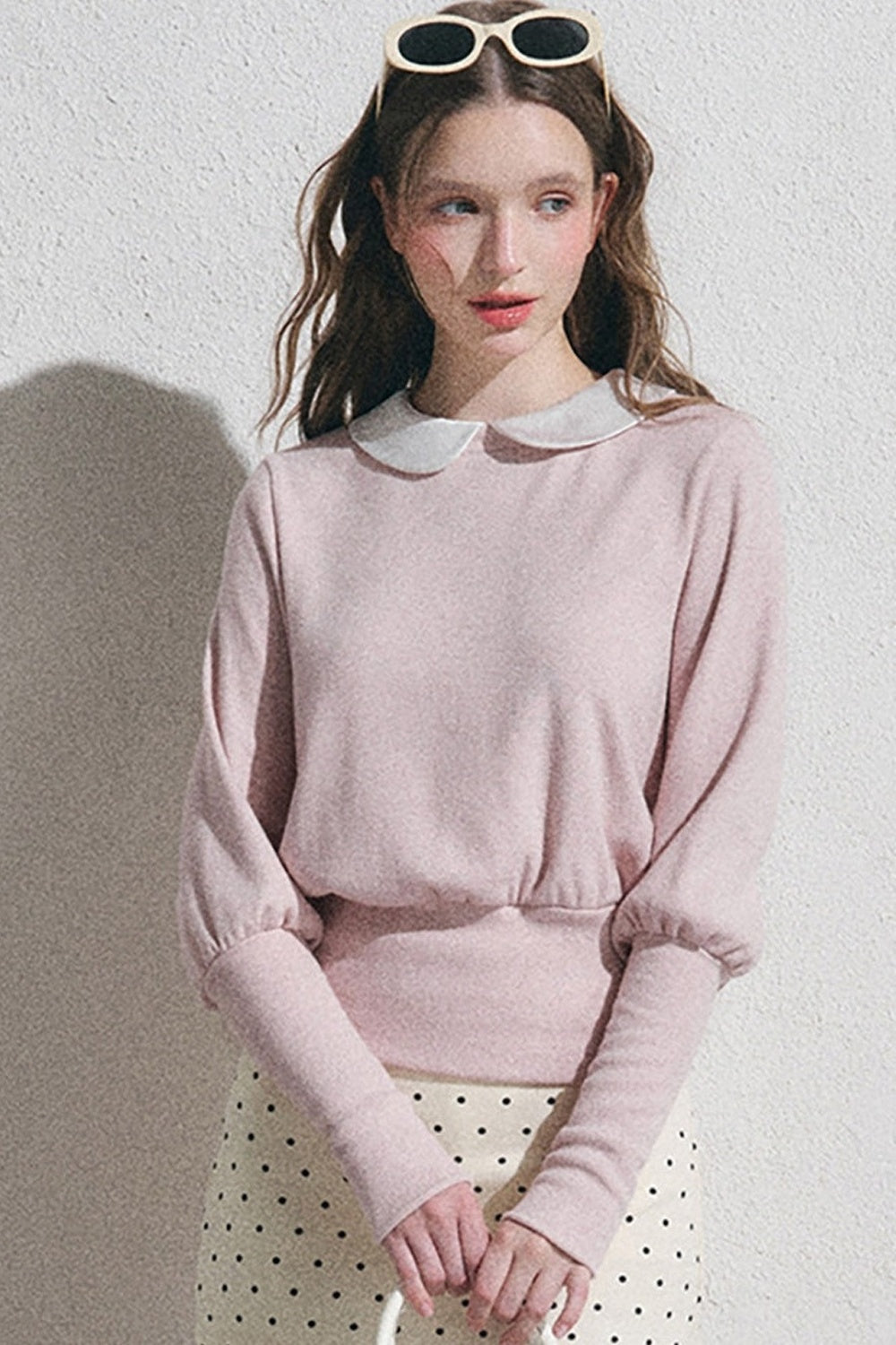 Doll Collar Long-Sleeve Knit Top