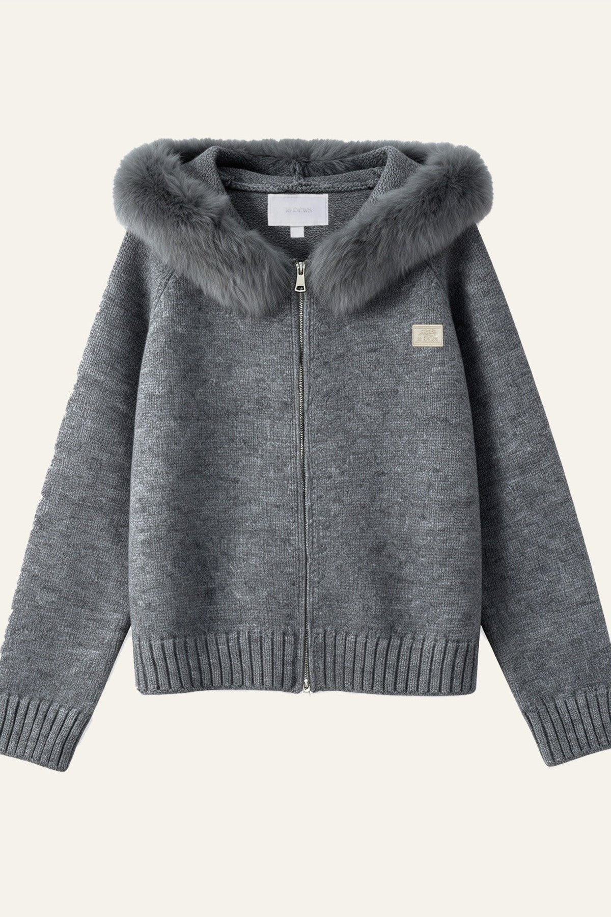 Thick Hooded Zip-Up Knit Cardigan Jacket