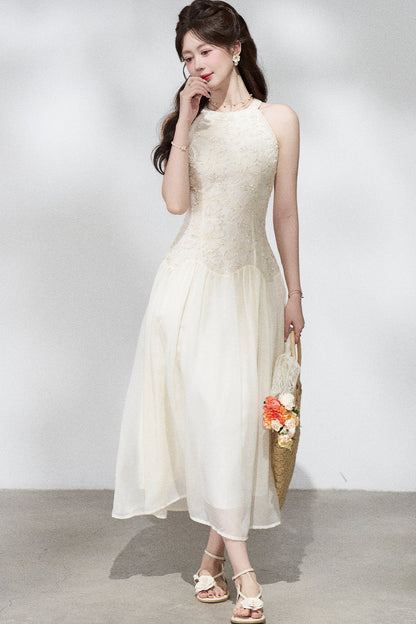 Ladylike Lace Halterneck Dress