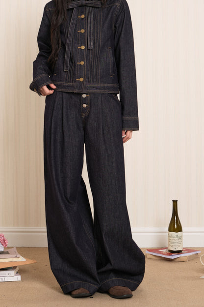 Loose Raw Denim Wide-Leg Jeans