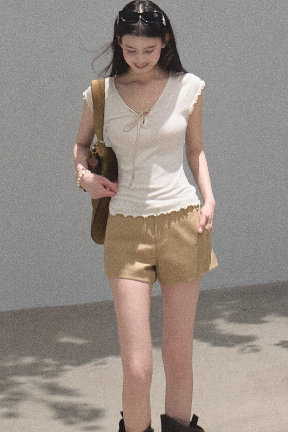 Slim-Fit High-Waisted Suit Shorts