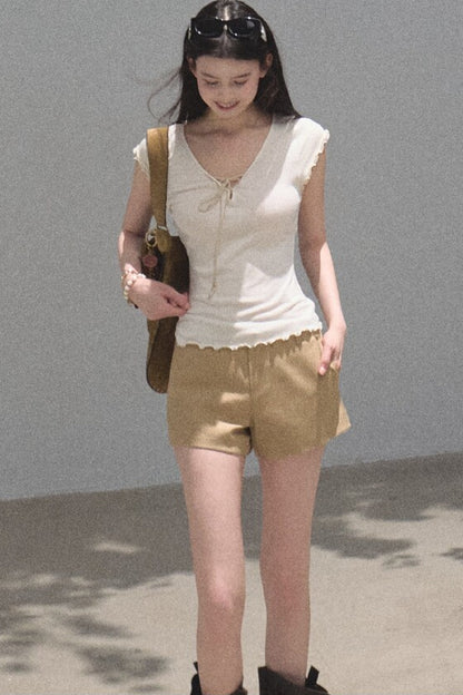 Slim-Fit High-Waisted Suit Shorts