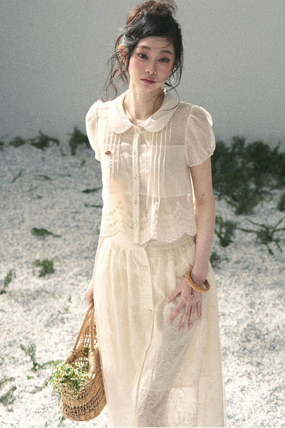 French Floral Lace Two-Piece Set