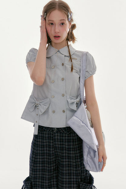 Misty Bow Puff Sleeve Blouse