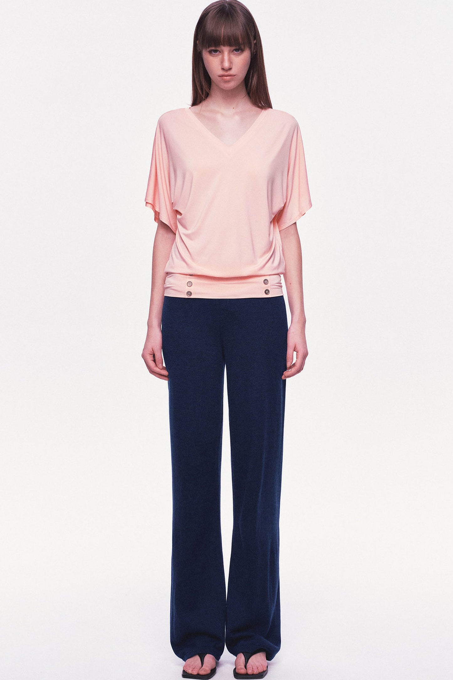 Modal Knit V-Neck Batwing Top