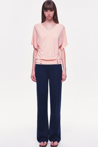 Modal Knit V-Neck Batwing Top