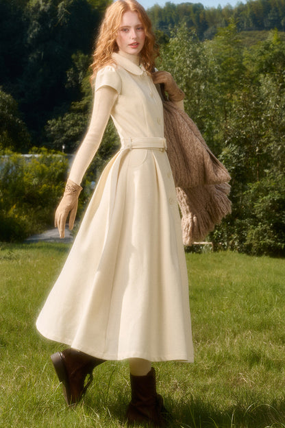 Retro Wool Doll Collar Dress