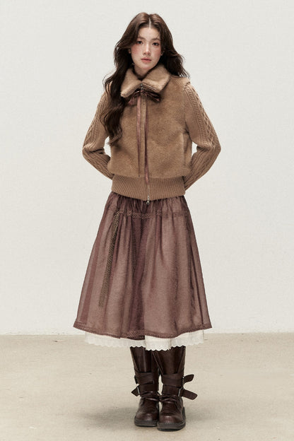 Knitted Patchwork Faux Fur Jacket