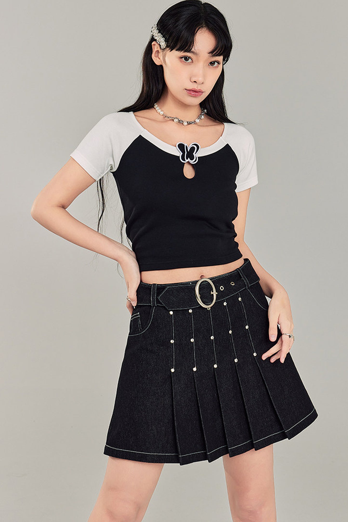 Butterfly Hollow-Out Color-Block Top