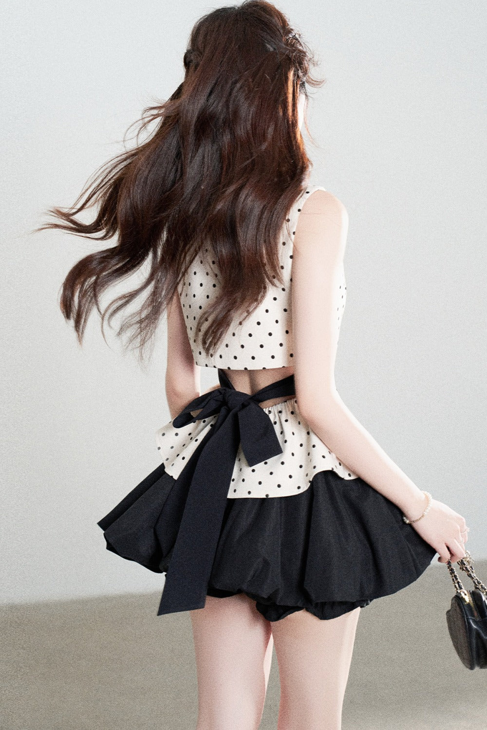 Collar Polka Dot Sleeveless Top