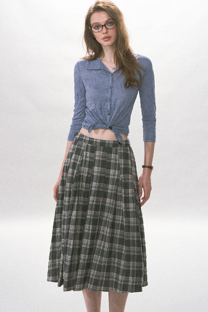 Chemise boutonnée plissée texturée
