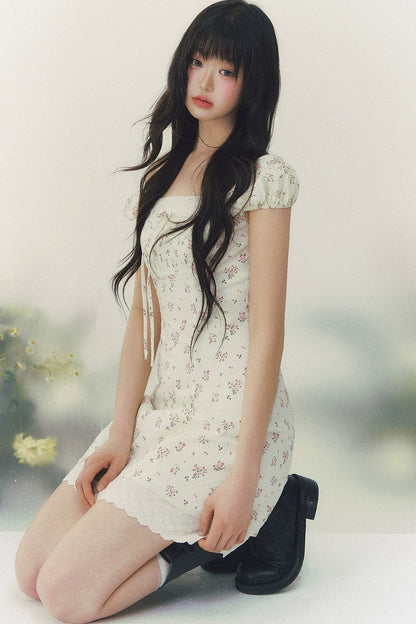 Floral Polka Dot A-Line Dress