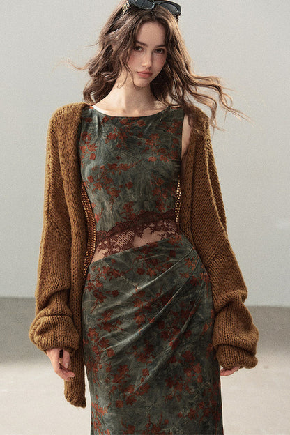 Hollow-Out Knit Cardigan Jacket