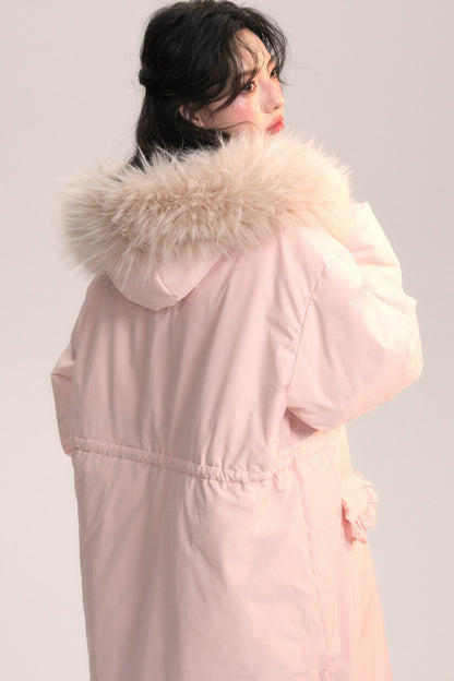 Bow Fur Collar Down Coat