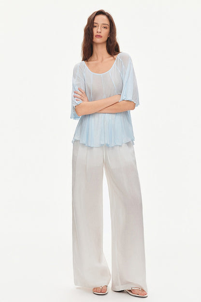 Lyocell Linen Blend Wide-Leg Pants