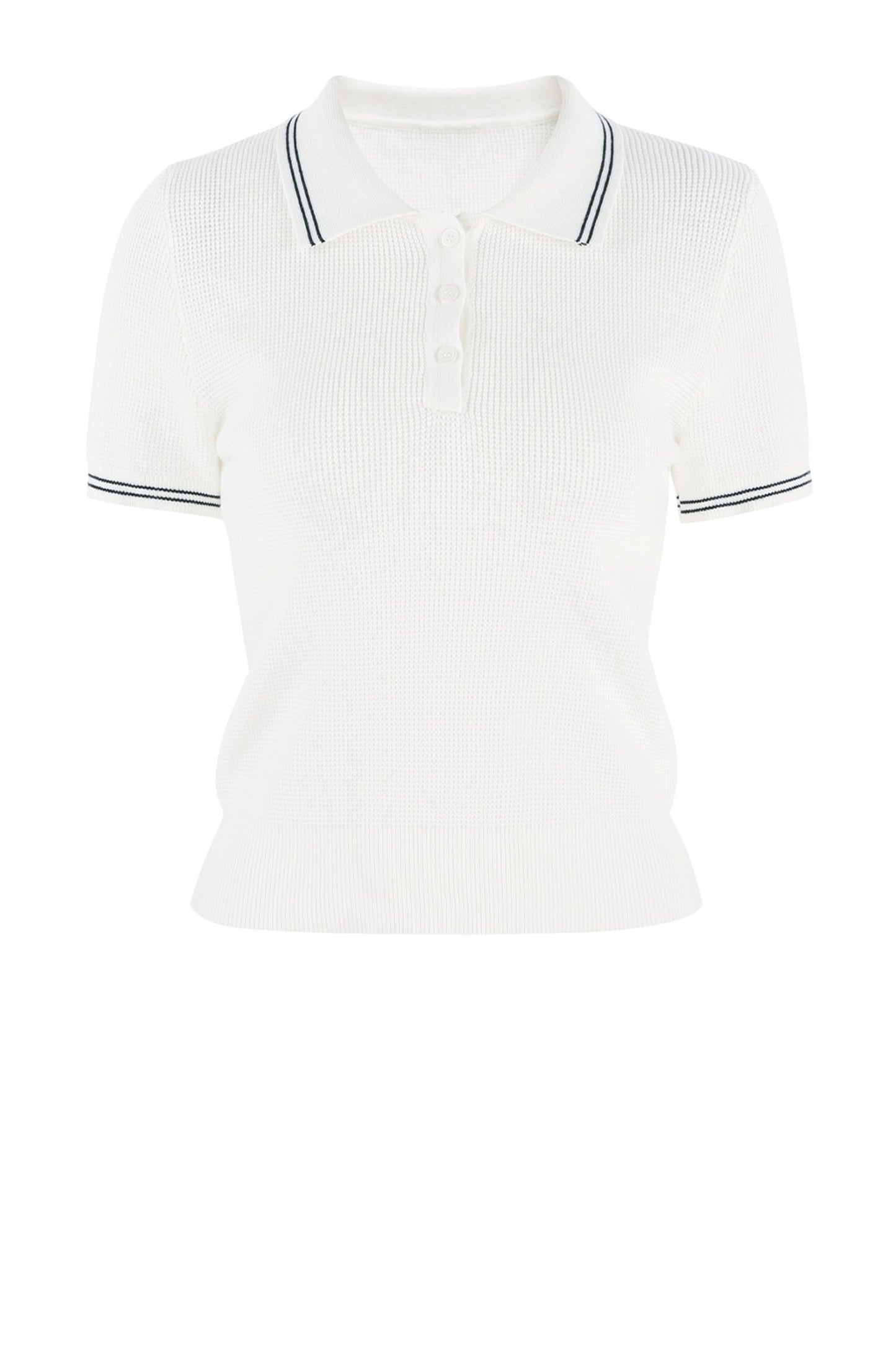 Ensemble tee-shirt polo en tricot blanc à manches courtes et jupe