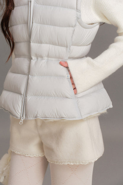 Hooded Ribbed Down Vest