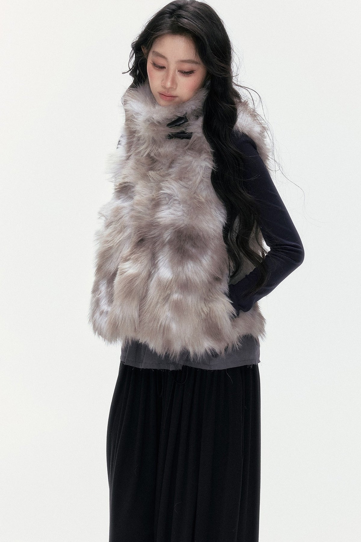 Milk Leopard Print Horn Button Vest