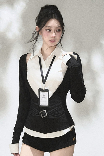 Layered-Look Knit Top Set-Up