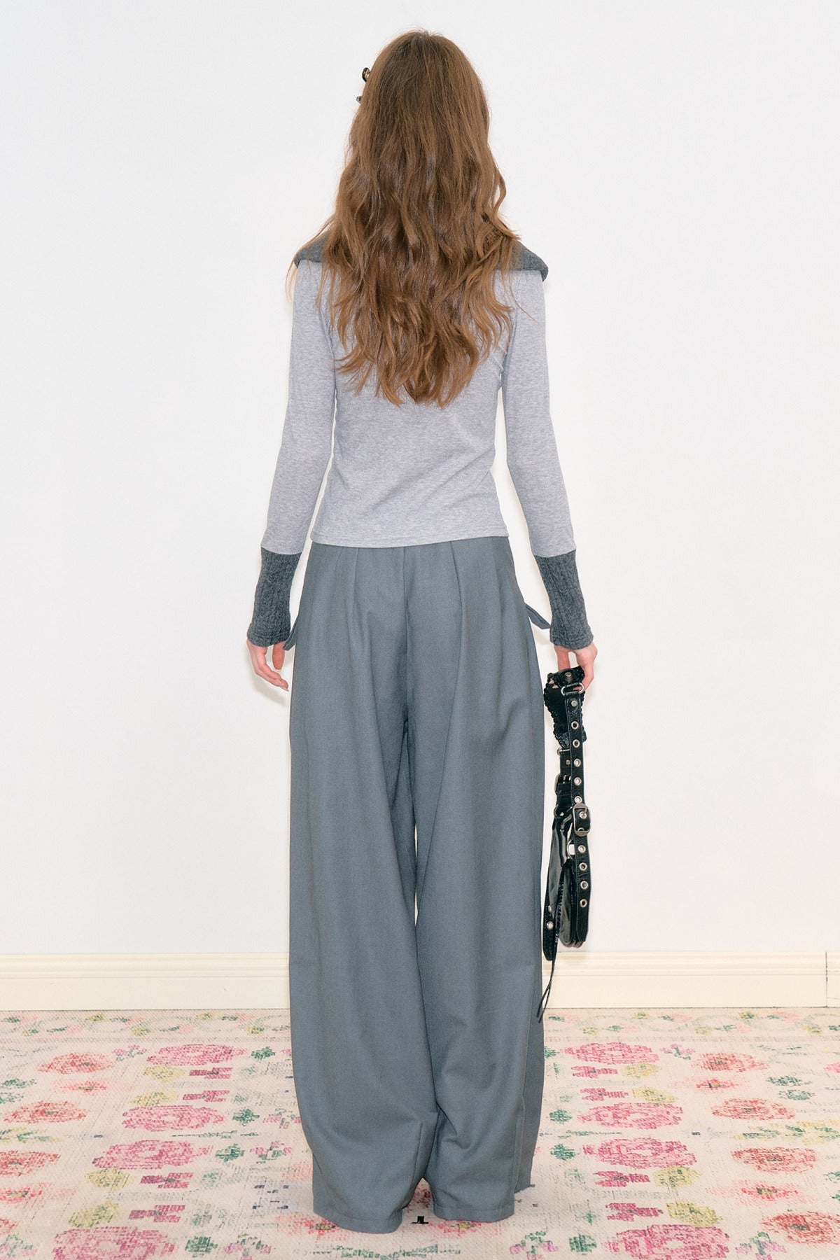 High-Waisted Bow Wide-Leg Suit Pants