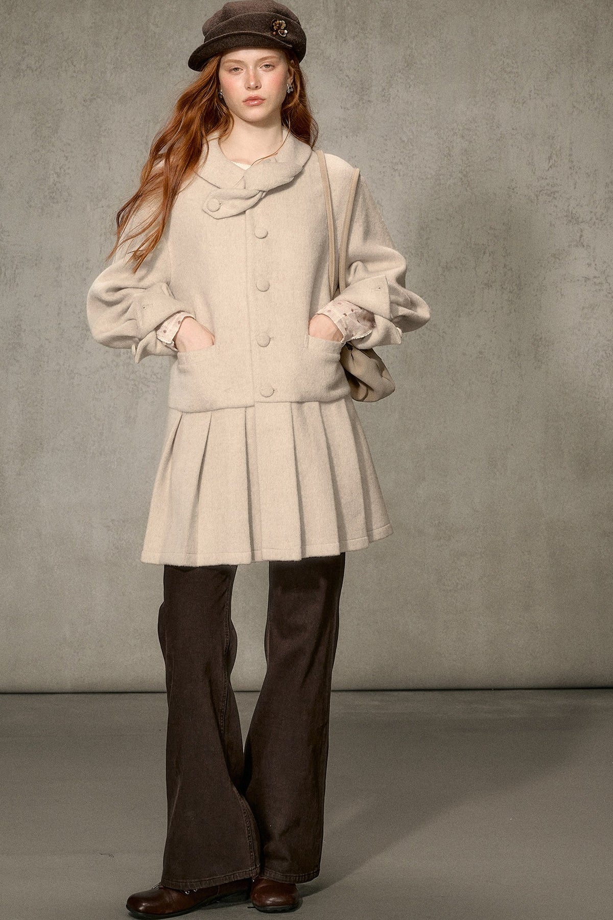 White Tea Letterhead Wool Blend Coat