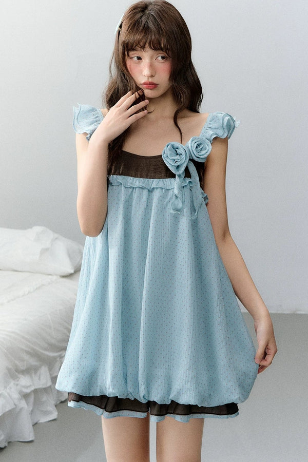 Strawberry Sundae Floral Flutter Sleeve Dress