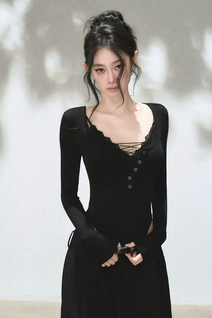 Lace Cross-Back Bodysuit