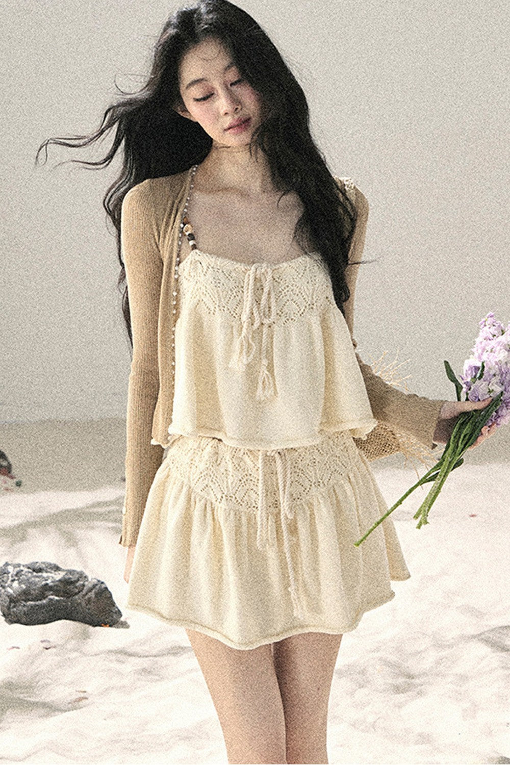 French Sun Protection Knit Cardigan Set