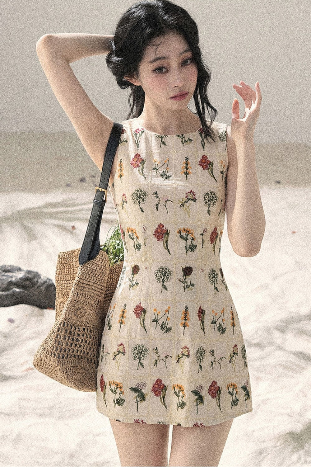 French Floral Waist Dress