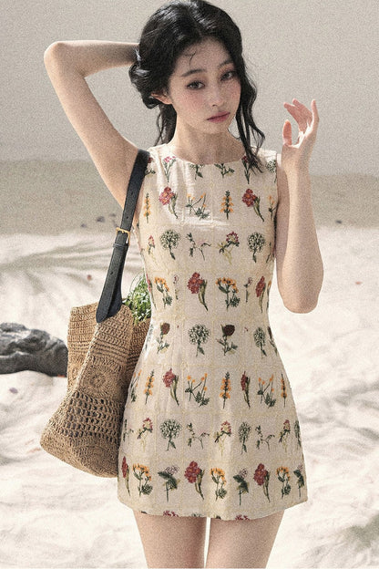 French Floral Waist Dress