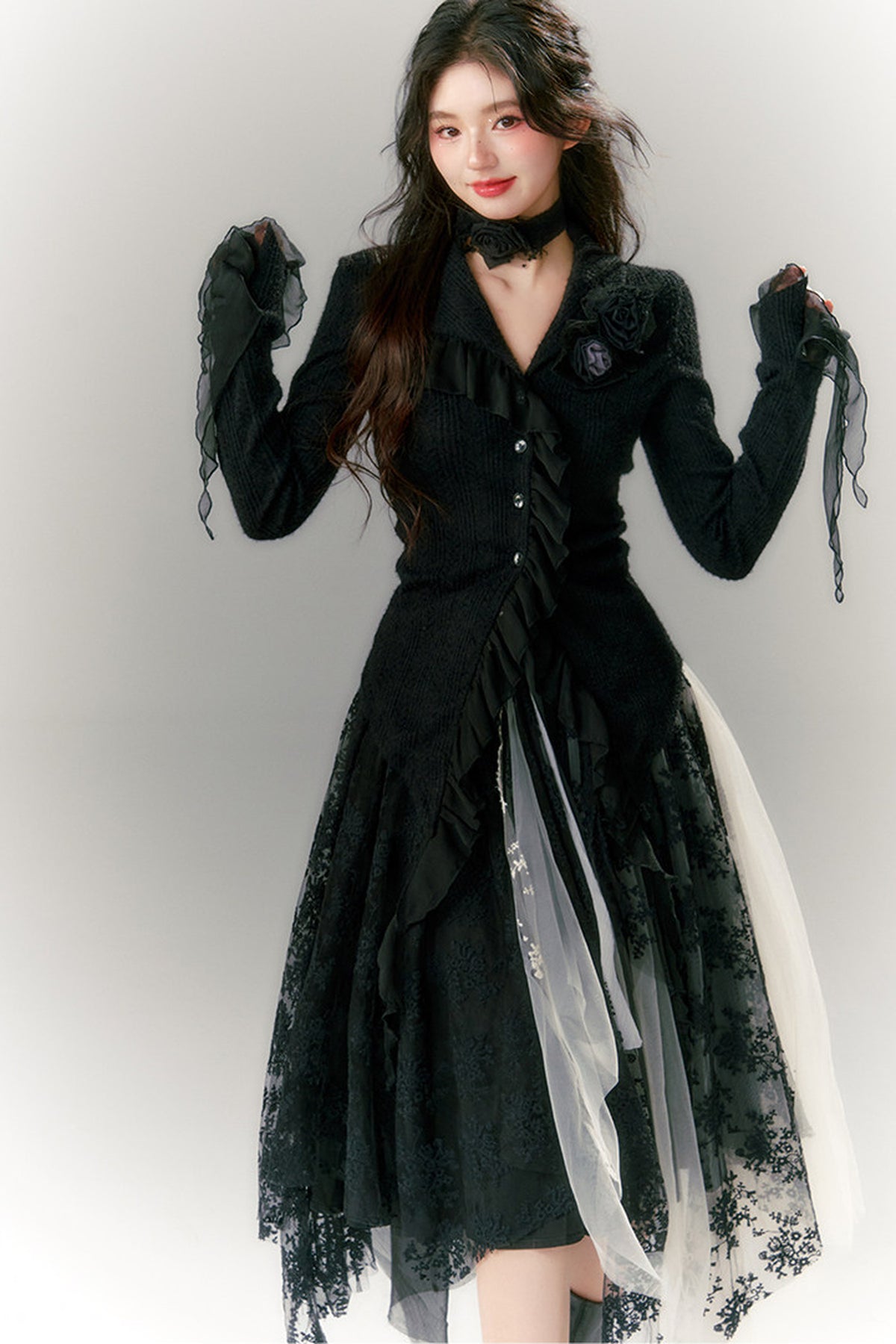 Rosa Strickjacken-Top im französischen Stil