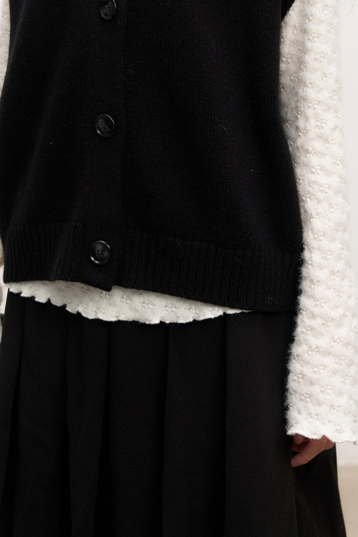 Ensemble cardigan gilet en maille à revers noir
