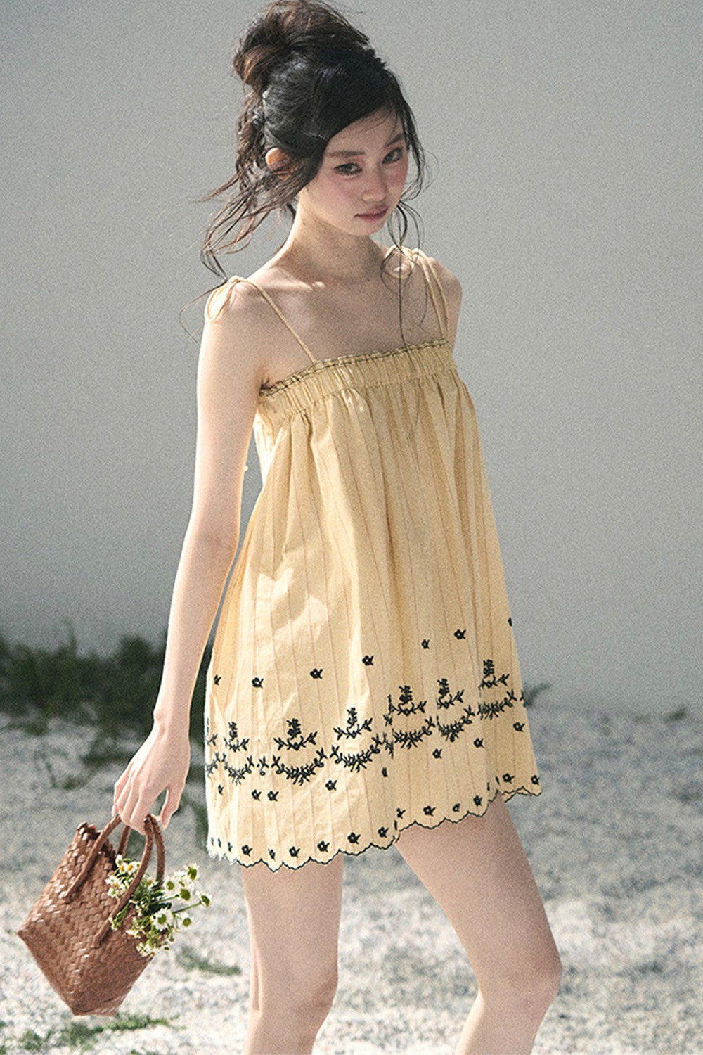 Double-Sided Wave Hem Dress