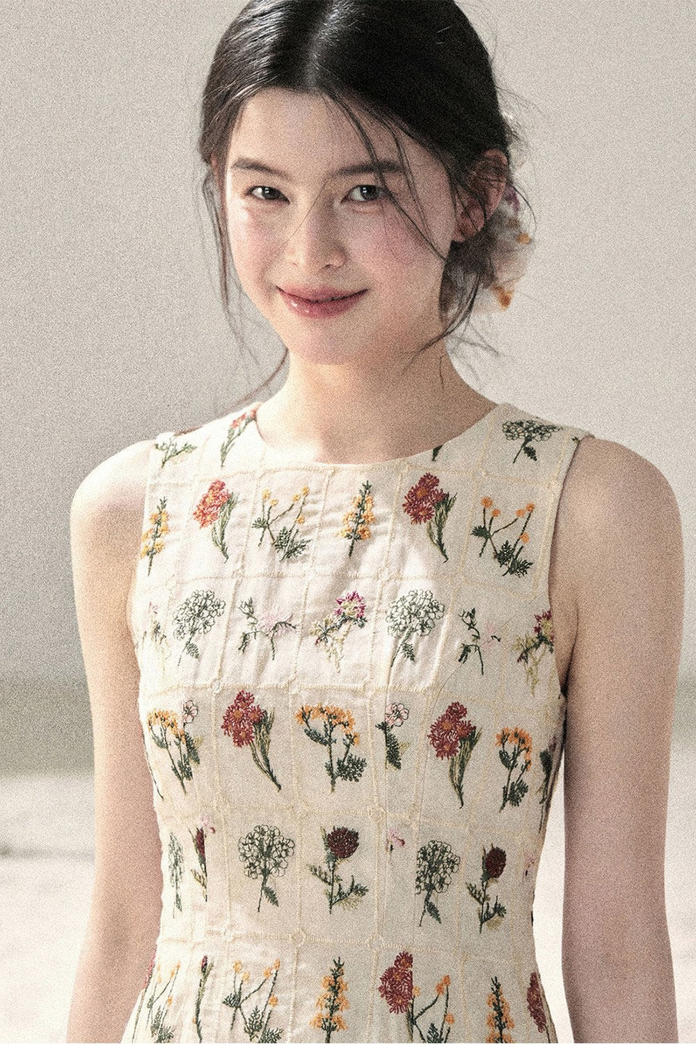 French Floral Waist Dress