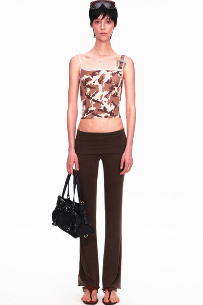 Camouflage Leopard Print Asymmetrical Metal Buckle Camisole