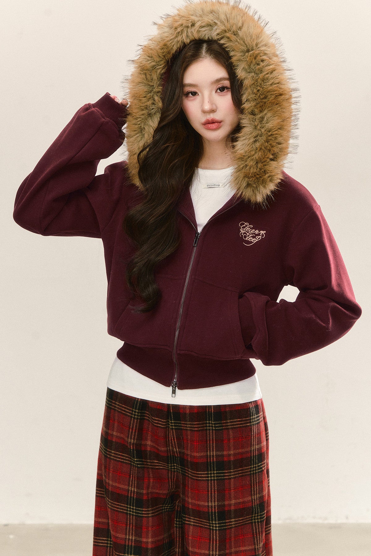 Red Fleece-Lined Hoodie and Pants Set-Up