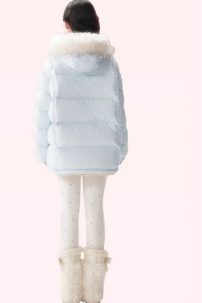 Snow Bow Fur Collar Down Jacket