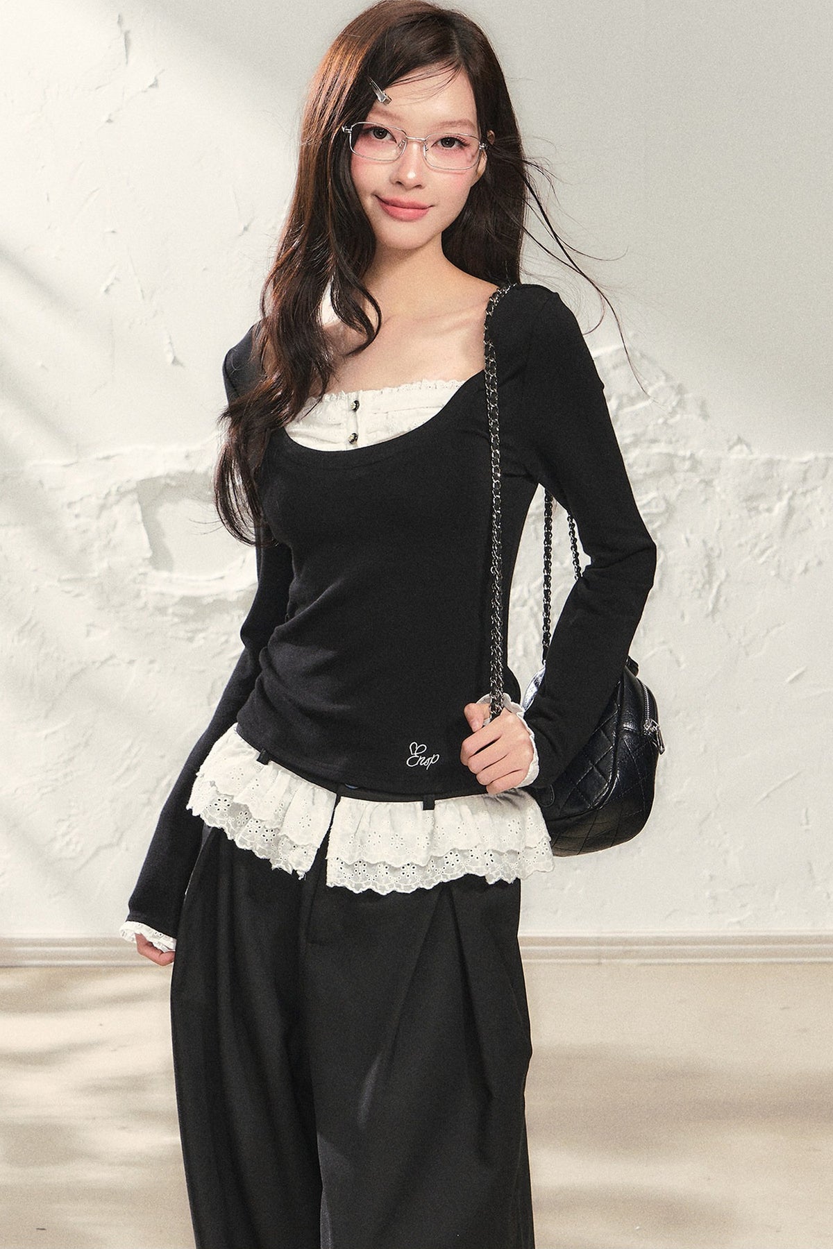 Black Knit T-Shirt and Pants Set-Up