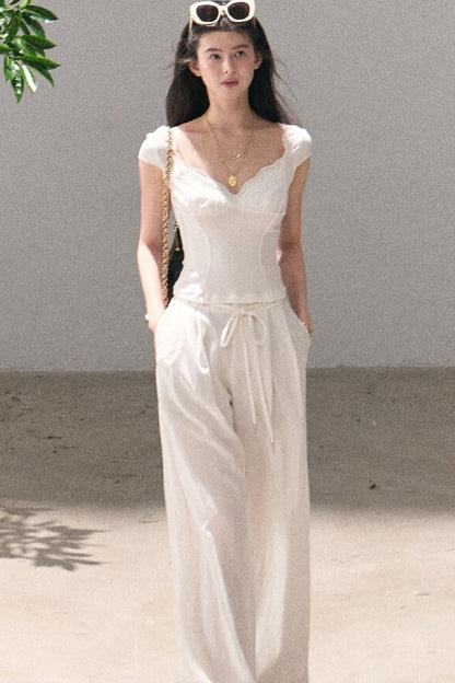 Lyocell Linen Wide-Leg Pants