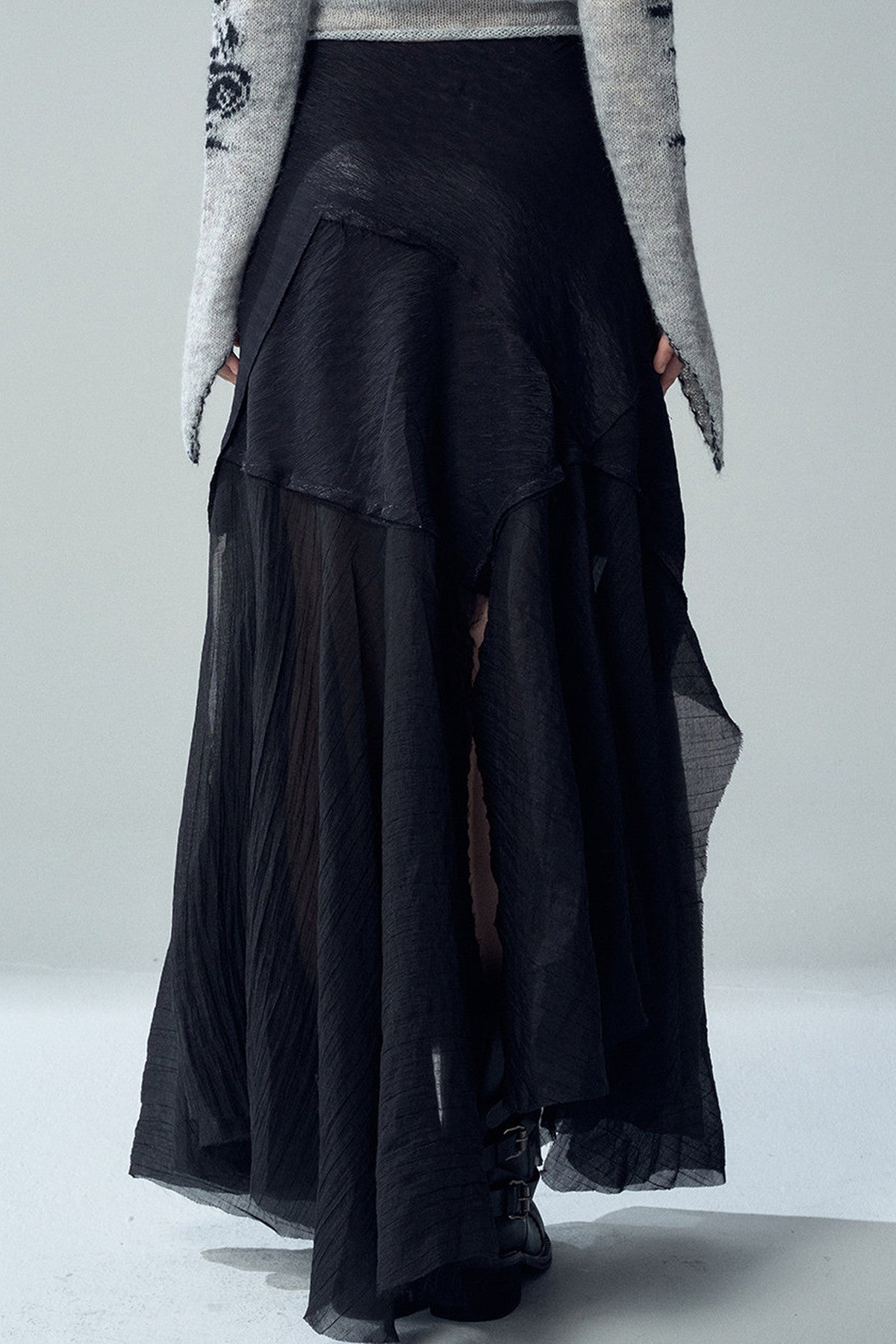 Black Asymmetrical Maxi Skirt