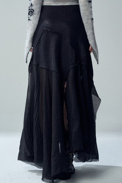 Black Asymmetrical Maxi Skirt