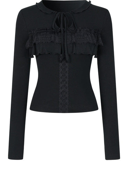 Lace-Up Hollow Lace T-Shirt