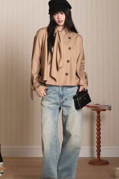 Double-Breasted Cape Trench Coat