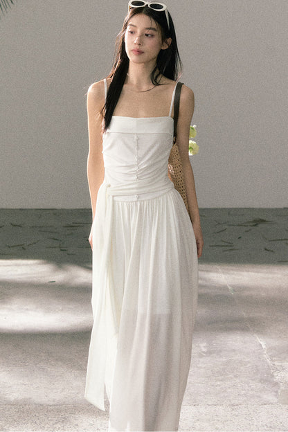 Plissiertes Trägerkleid aus Lyocell