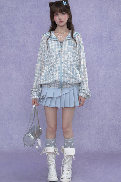 Blue Sailor Collar Sun Jacket