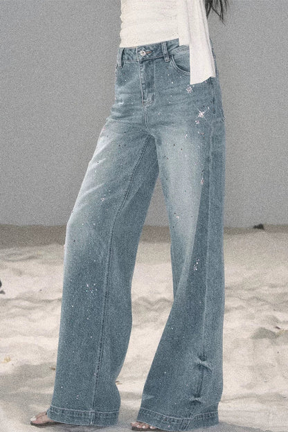 Sequin Straight Leg Jeans
