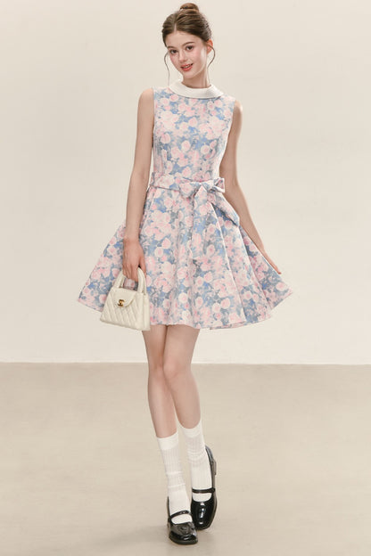 Ärmelloses A-Linien-Kleid mit Blumenmuster