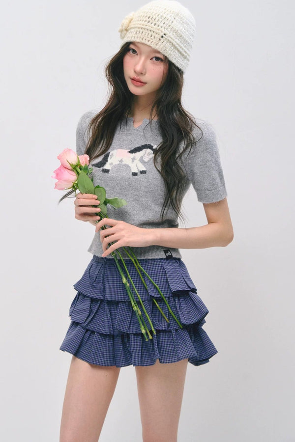 Pony Jacquard Short-Sleeved Top