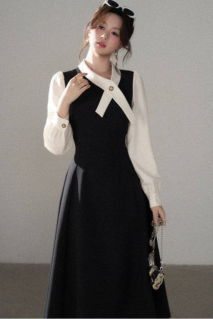 Contrasting Color Long Dress