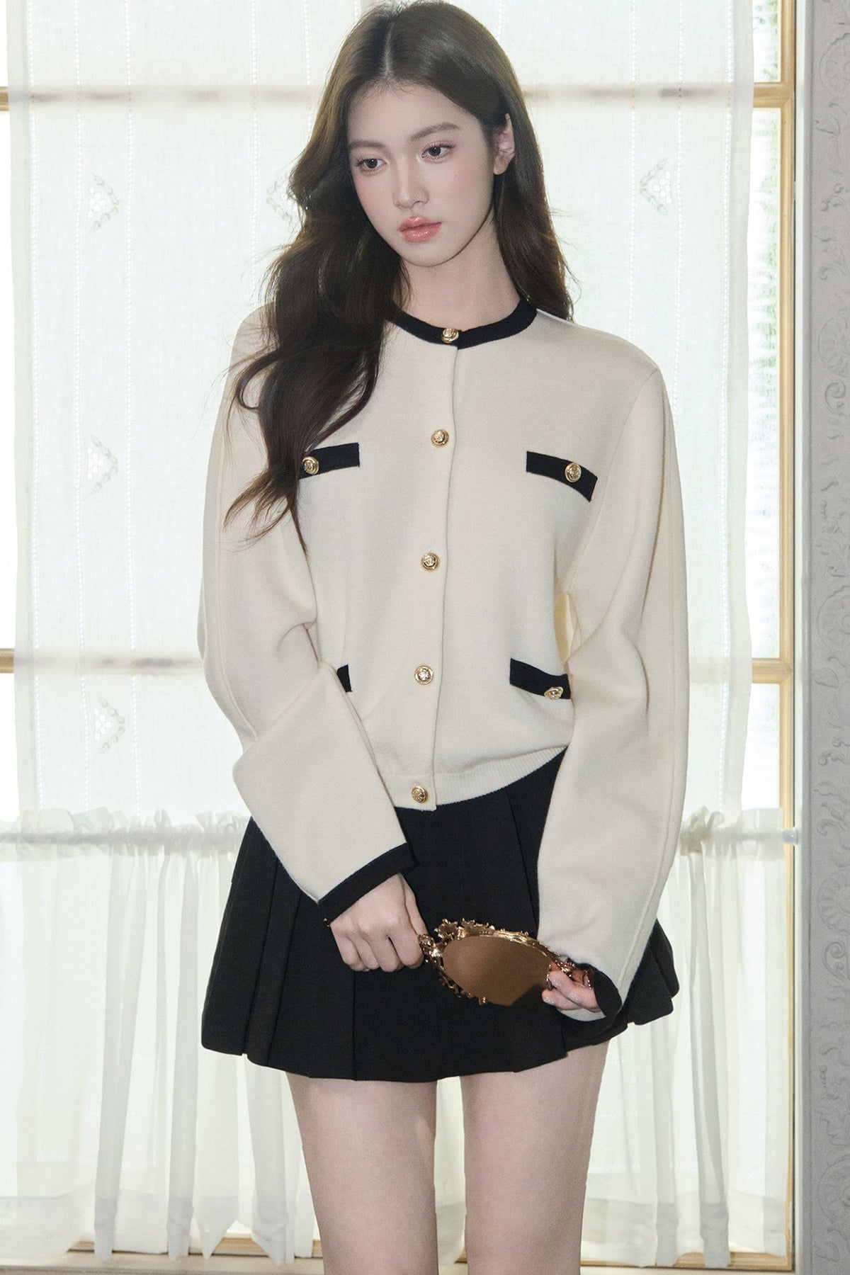 Color-Block Wool Knit Jacket